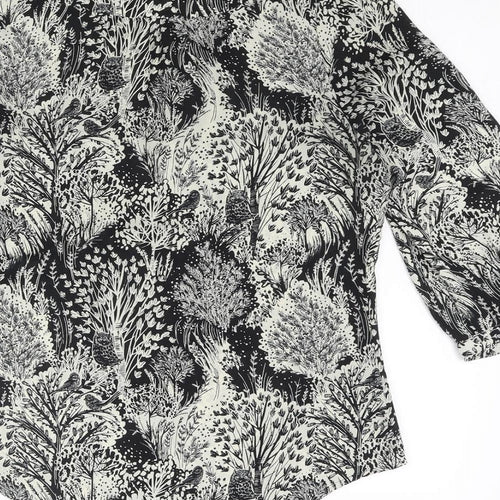 HD in Paris Womens Black Geometric Polyester Basic Blouse Size 10 V-Neck - Forest Owl Frill