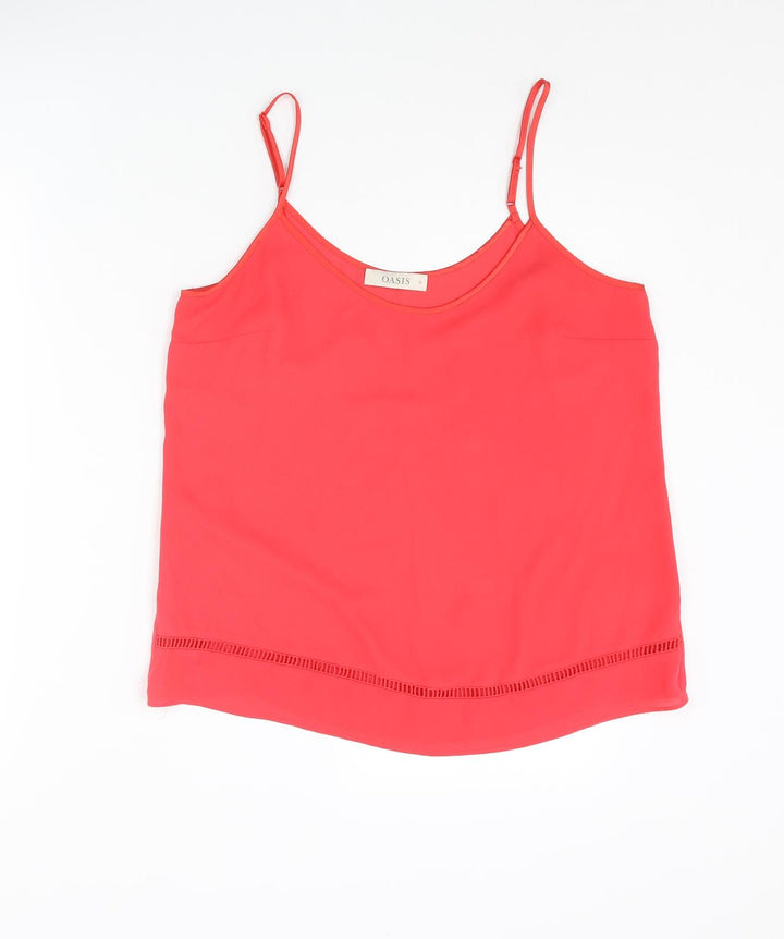 Oasis Womens Red Polyester Camisole Tank Size 14 Scoop Neck - Satin Straps