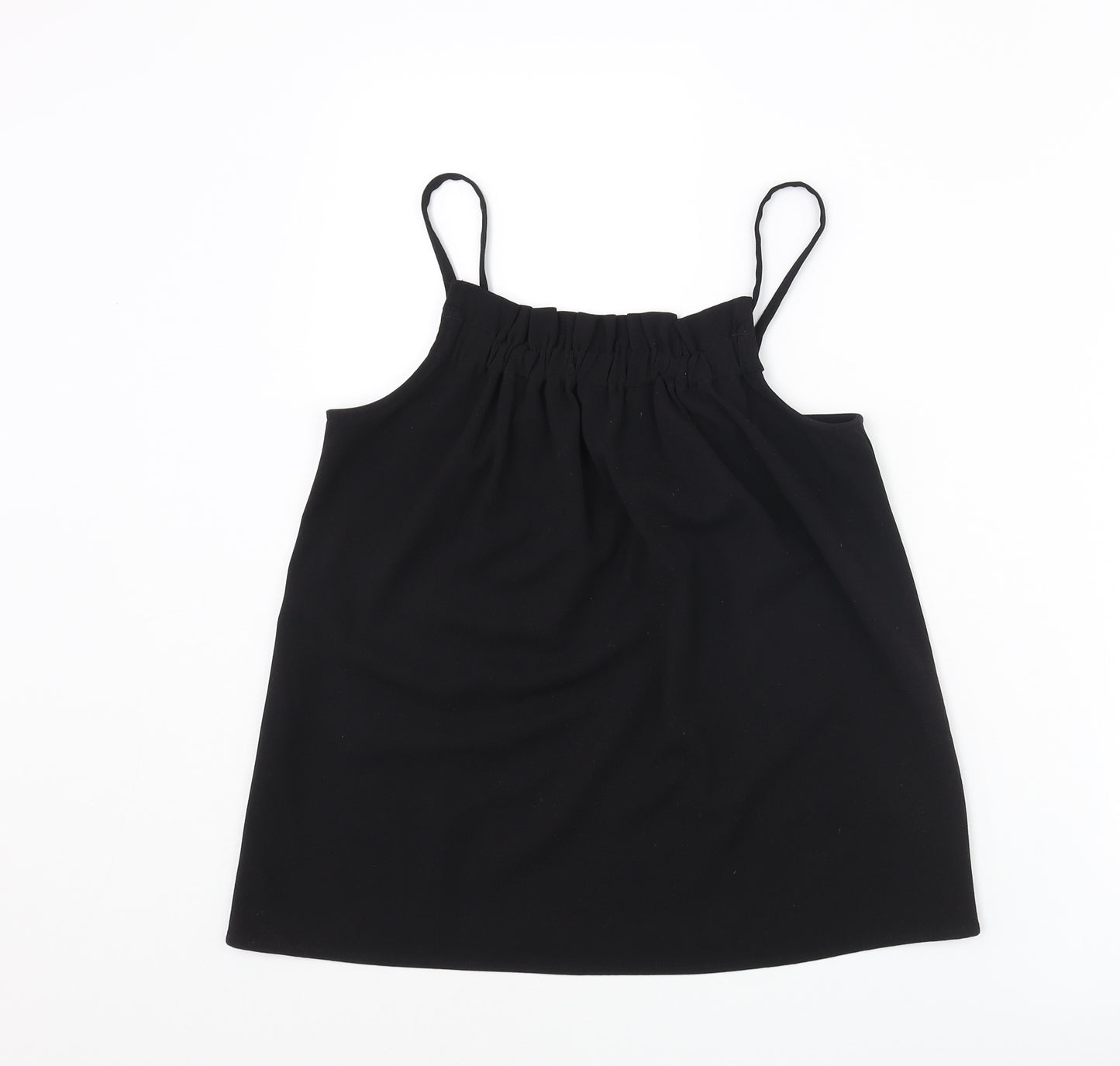 Warehosue Womens Black Polyester Camisole Tank Size 8 Square Neck - Ruched