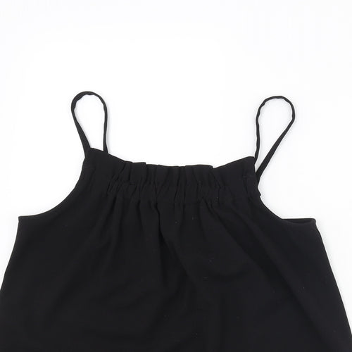 Warehosue Womens Black Polyester Camisole Tank Size 8 Square Neck - Ruched