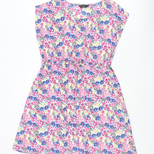Originals Womens Multicoloured Floral Polyester A-Line Size 14 Round Neck Pullover - Drawstring Waist