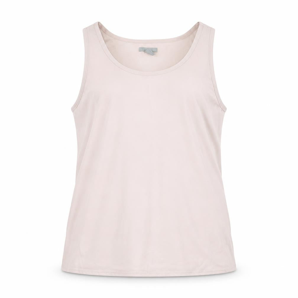 Front view of H&M women’s pink polyester camisole tank, size UK 14, scoop neck