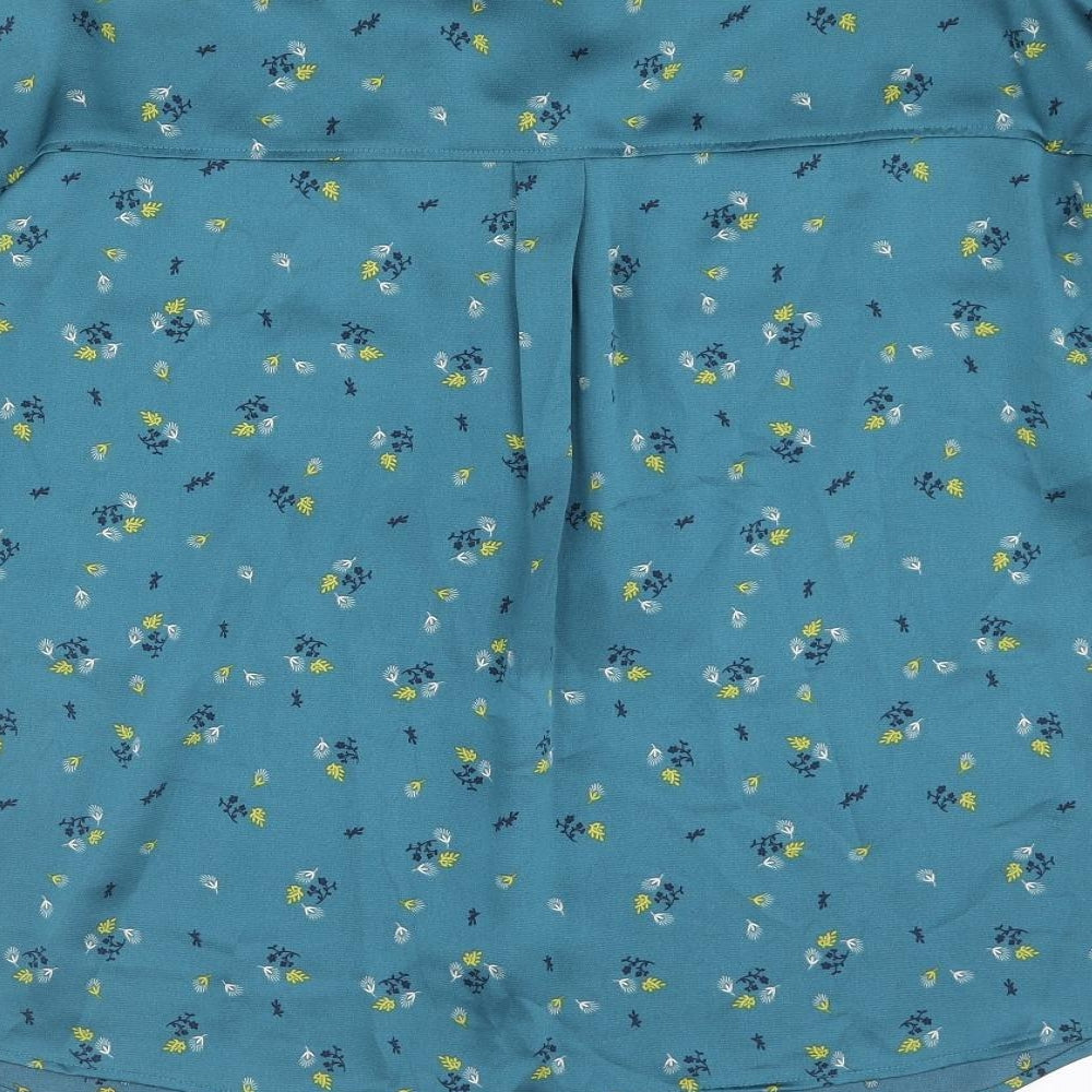 Marks and Spencer Womens Blue Geometric Polyester Basic Button-Up Size 14 Collared - Floral