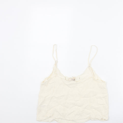 H&M Womens Ivory Viscose Camisole Tank Size 14 Scoop Neck - Lace Neckline Detail