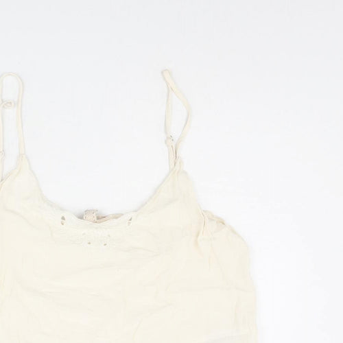 H&M Womens Ivory Viscose Camisole Tank Size 14 Scoop Neck - Lace Neckline Detail