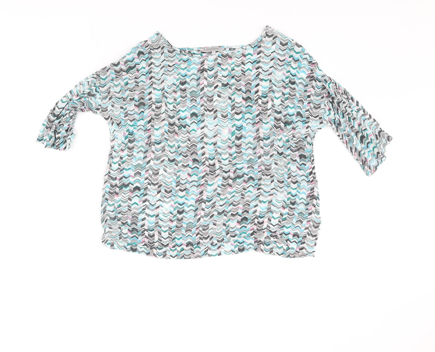 Great Plains London Womens Multicoloured Geometric Viscose Basic Blouse Size XS Round Neck