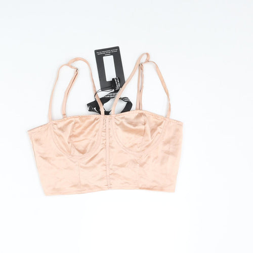 PRETTYLITTLETHING` Womens Pink Polyester Cropped T-Shirt Size 10 Sweetheart - Bralette