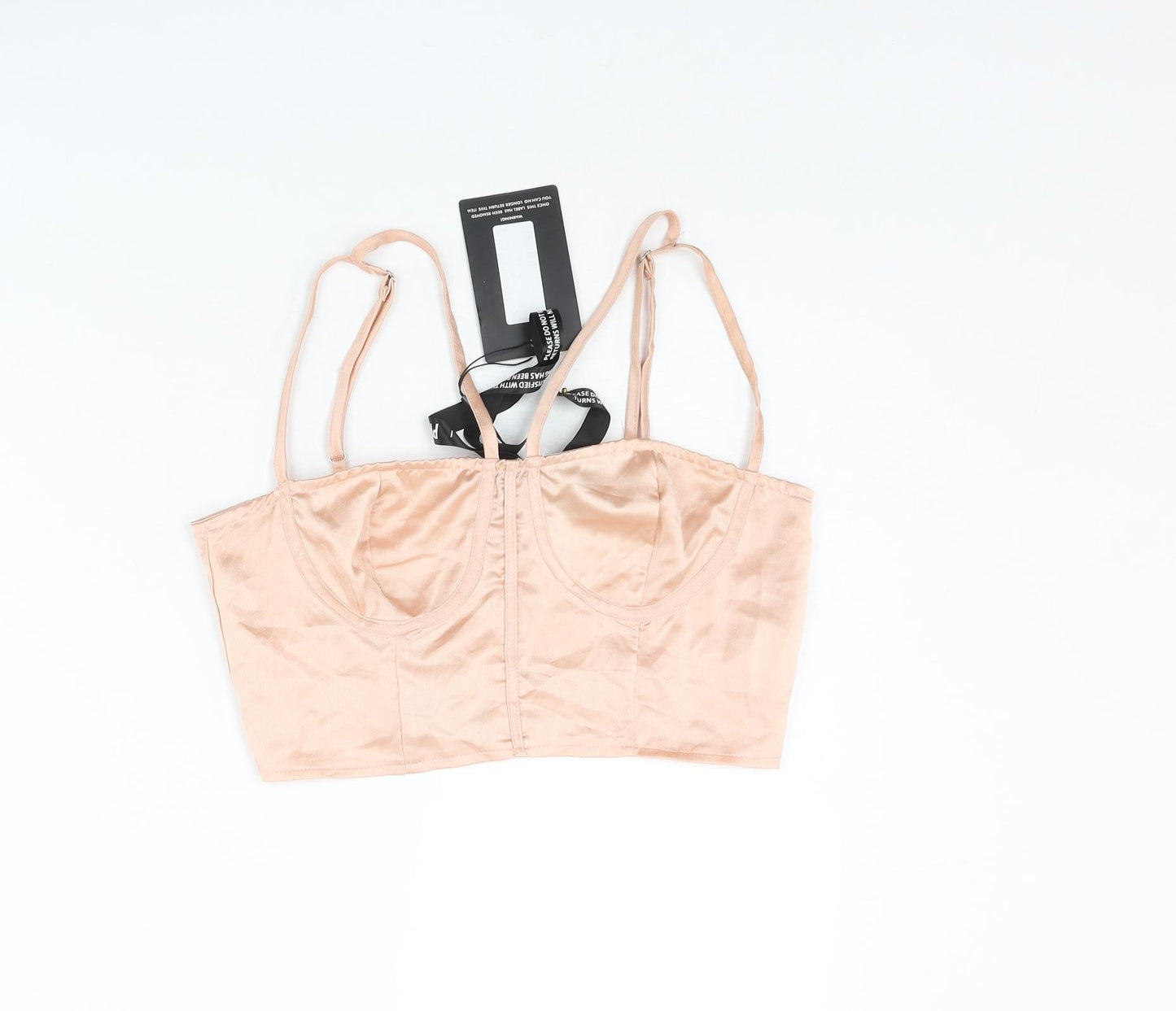 PRETTYLITTLETHING` Womens Pink Polyester Cropped T-Shirt Size 10 Sweetheart - Bralette
