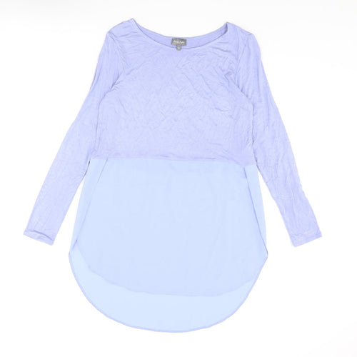 Phase Eight Womens Blue Viscose Tunic Blouse Size 10 Scoop Neck