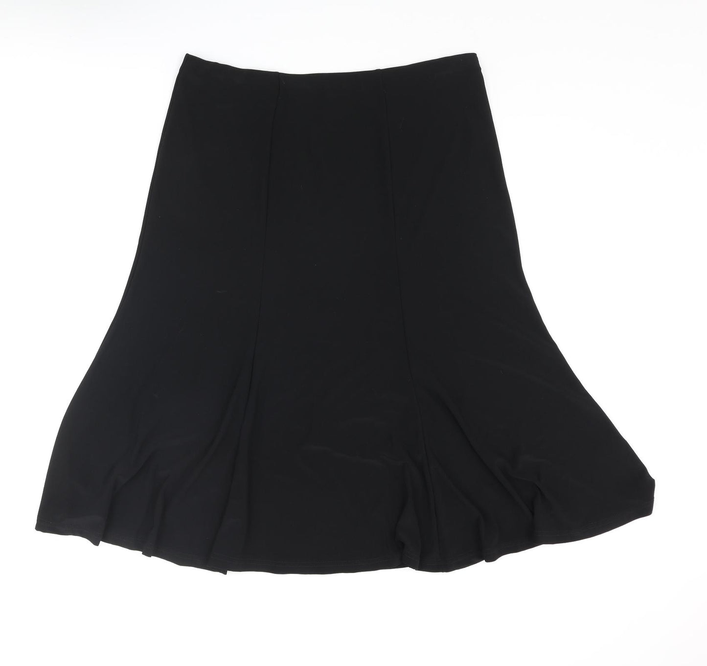 Bonmarché Womens Black Polyester Flare Skirt Size 14 - Elasticated Waist