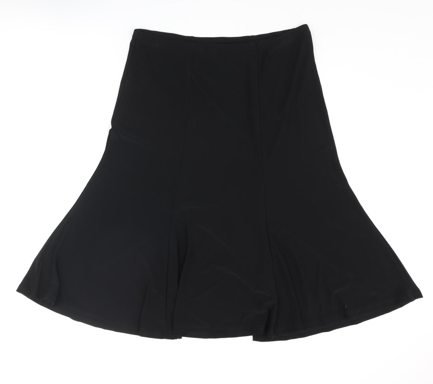 Bonmarché Womens Black Polyester Flare Skirt Size 14 - Elasticated Waist