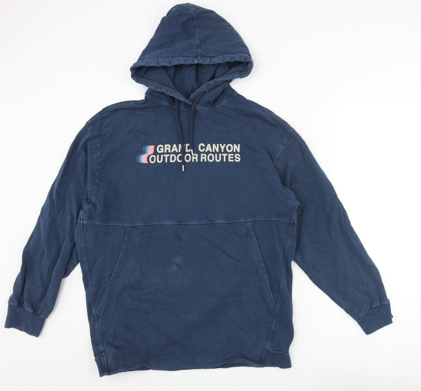 Zara Mens Blue Polyester Pullover Hoodie Size L - Grand Canyon Outdoor Routes
