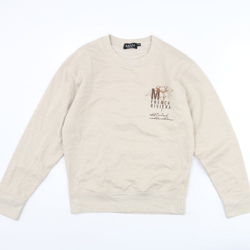Boohoo Mens Beige Polyester Pullover Sweatshirt Size S - Monaco French Riviera Flower