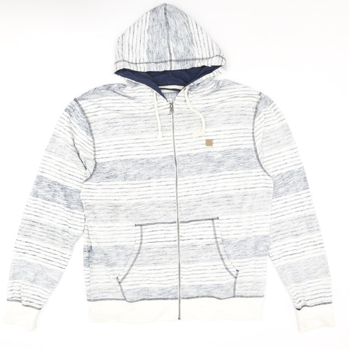 Saltrock Mens Blue Striped Polyester Full Zip Hoodie Size XL - Logo
