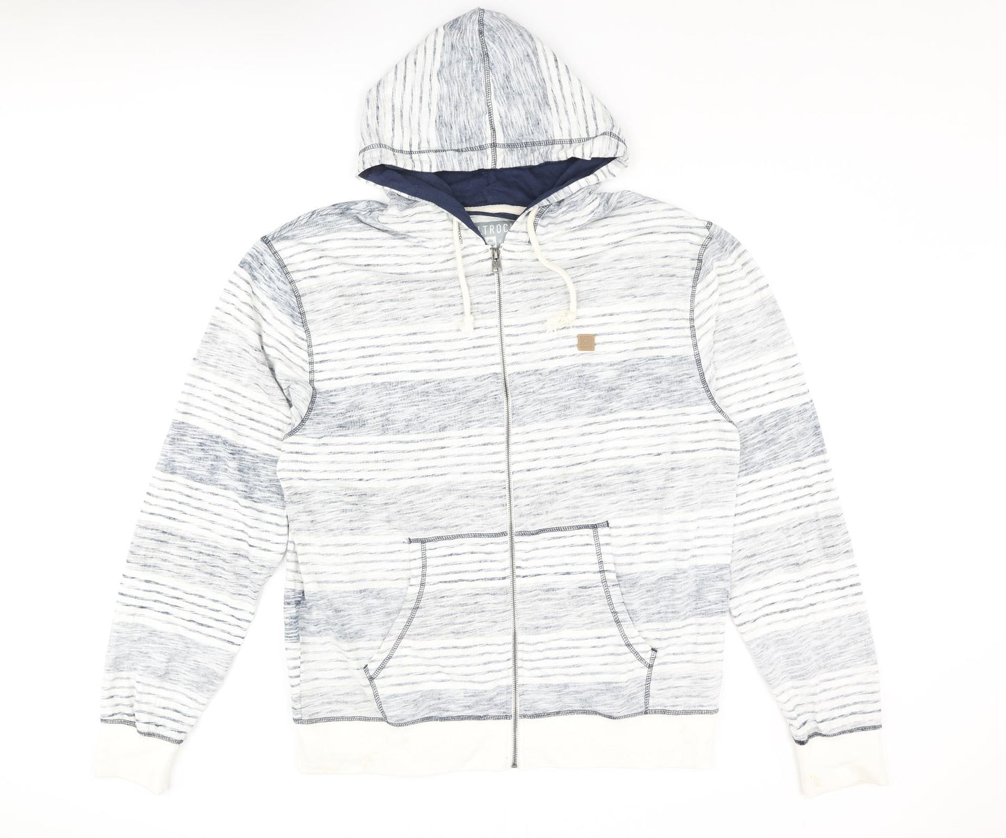 Saltrock Mens Blue Striped Polyester Full Zip Hoodie Size XL - Logo