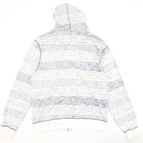 Saltrock Mens Blue Striped Polyester Full Zip Hoodie Size XL - Logo
