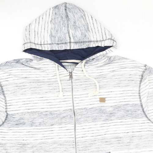 Saltrock Mens Blue Striped Polyester Full Zip Hoodie Size XL - Logo