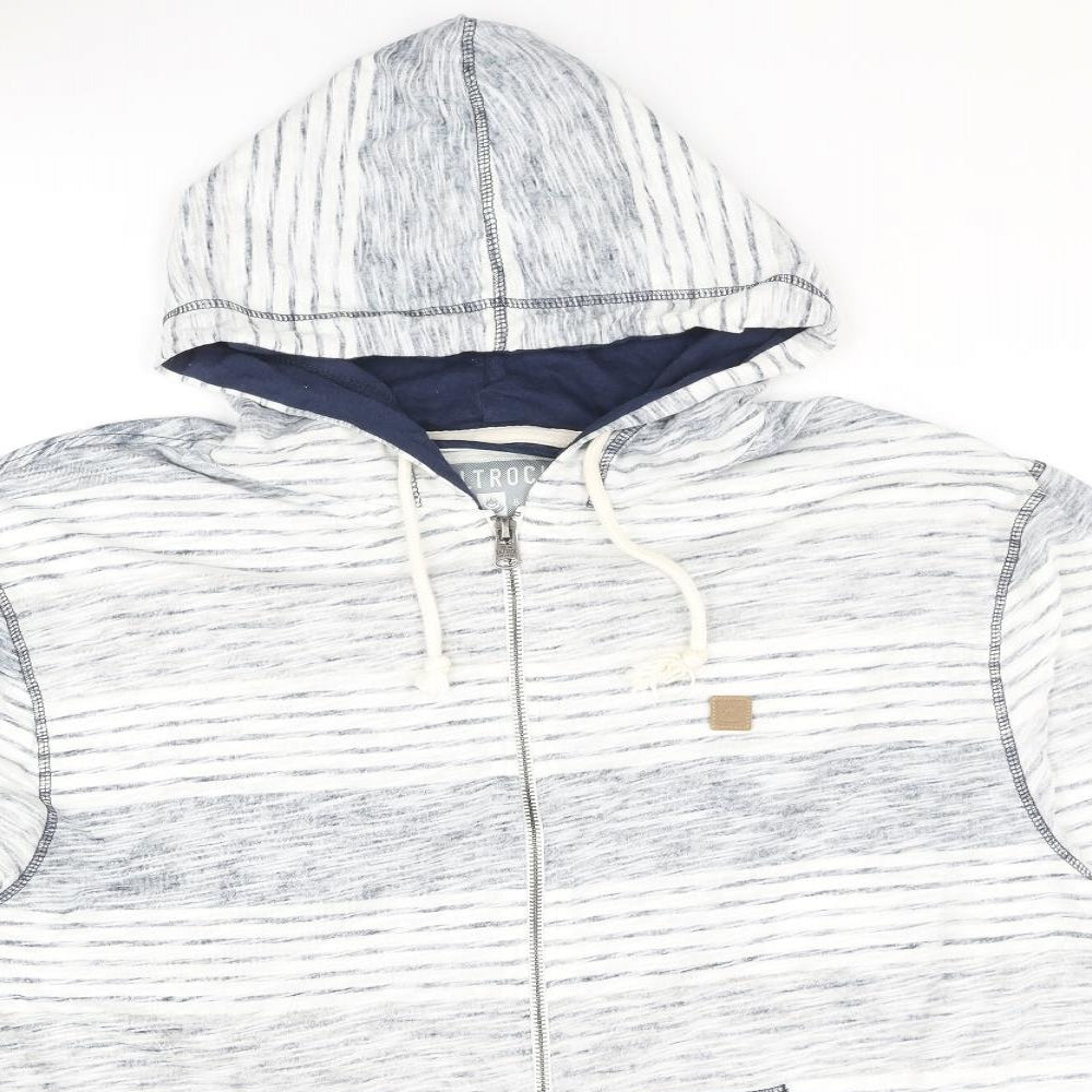 Saltrock Mens Blue Striped Polyester Full Zip Hoodie Size XL - Logo