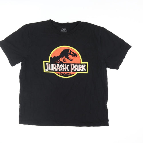 Jurassic Park Mens Beige Cotton T-Shirt Size 2XL Crew Neck - Jurassic Park Logo