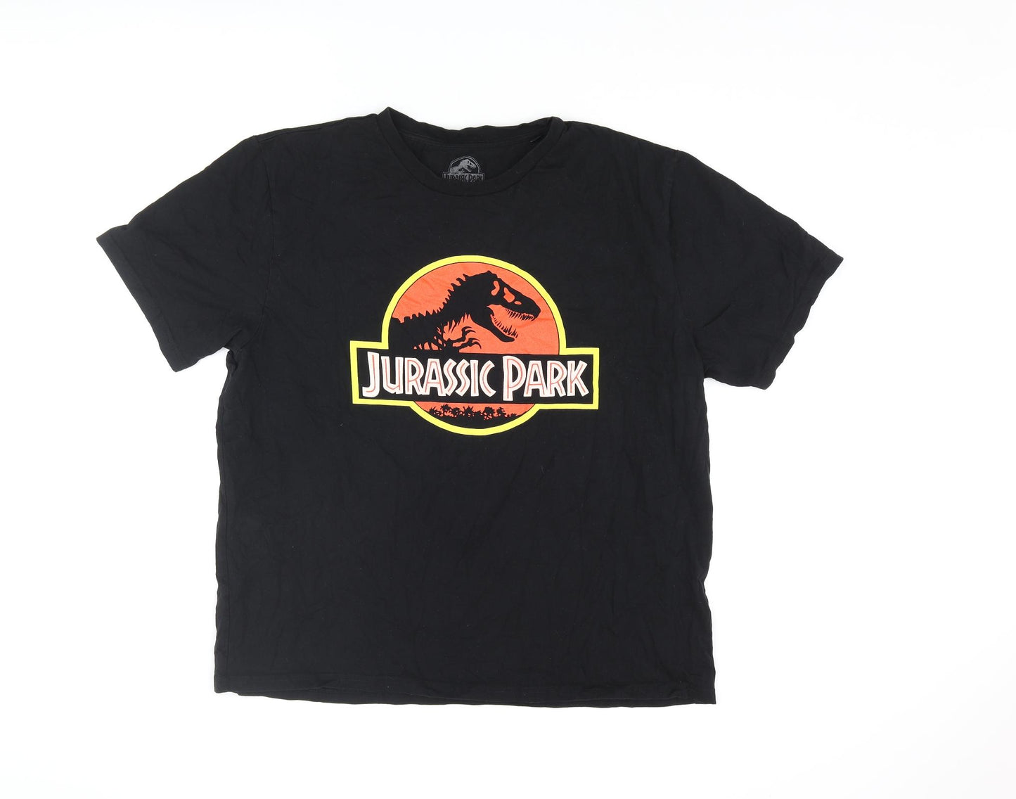 Jurassic Park Mens Beige Cotton T-Shirt Size 2XL Crew Neck - Jurassic Park Logo
