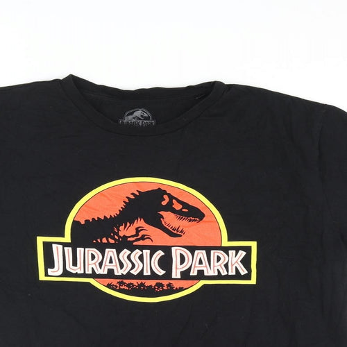 Jurassic Park Mens Beige Cotton T-Shirt Size 2XL Crew Neck - Jurassic Park Logo