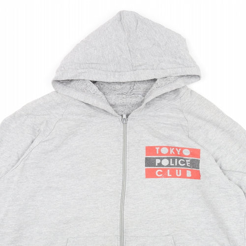 American Apparel Mens Grey Cotton Full Zip Hoodie Size L - Tokyo Police Club