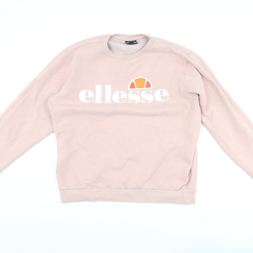 ellesse Womens Pink Cotton Pullover Sweatshirt Size 12 Pullover - Logo