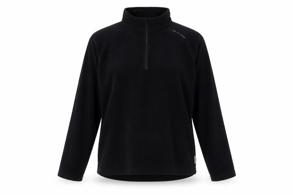 Front view of Quechua women’s black polyester pullover sweatshirt, size L, pullover