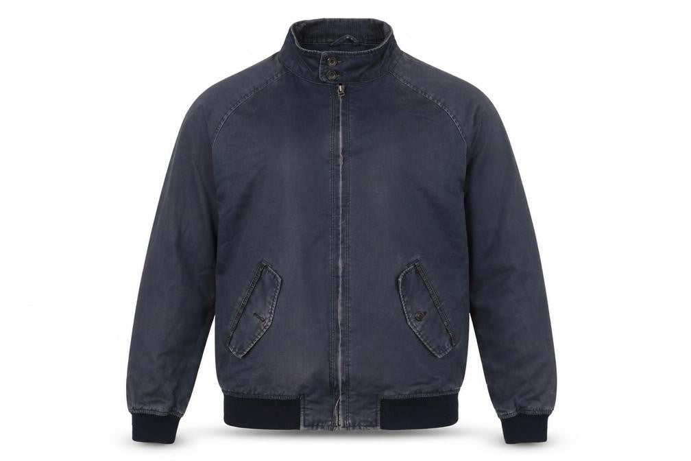 Front view of Maine New England men’s grey jacket, size M, zip