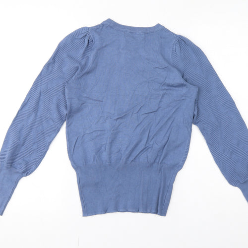 Marks and Spencer Womens Blue Crew Neck Viscose Pullover Jumper Size XS