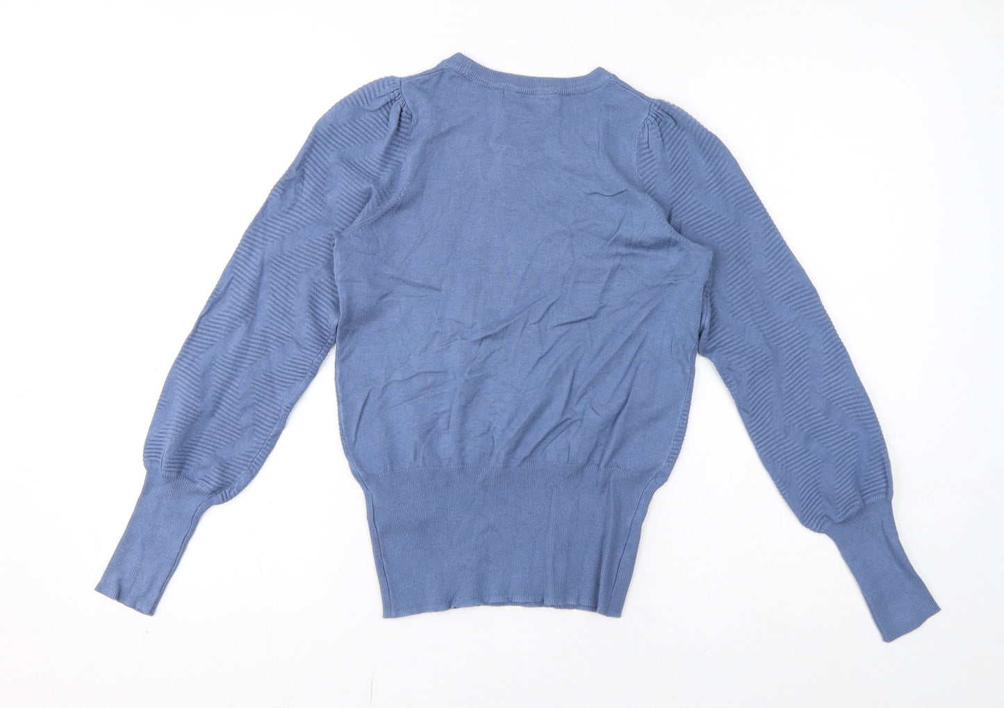 Marks and Spencer Womens Blue Crew Neck Viscose Pullover Jumper Size XS