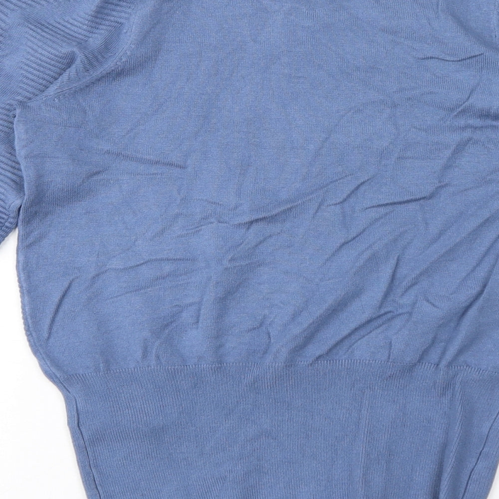 Marks and Spencer Womens Blue Crew Neck Viscose Pullover Jumper Size XS
