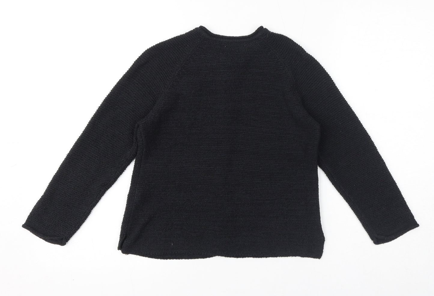 Zara Womens Black V-Neck Acrylic Cardigan Jumper Size 8