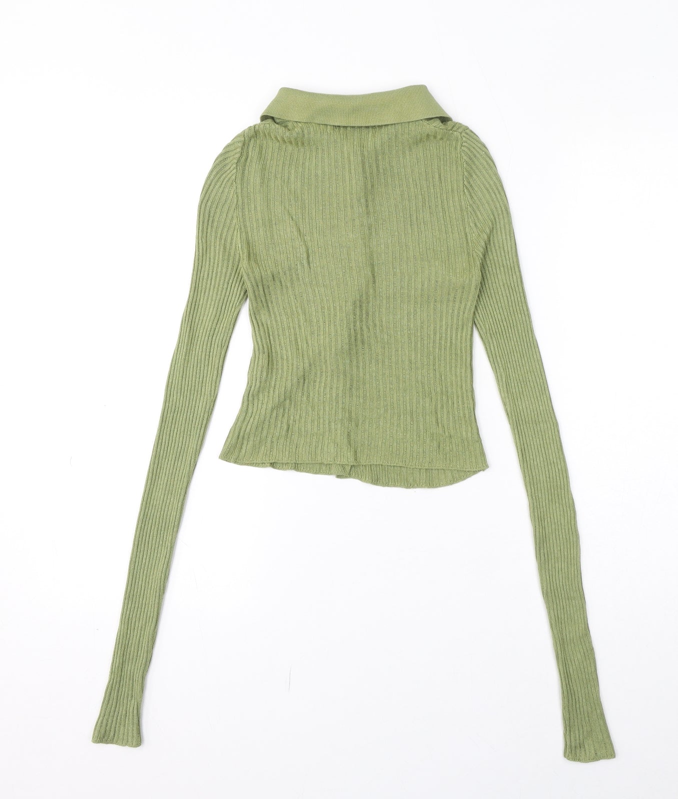PRETTYLITTLETHING Womens Green Collared Viscose Cardigan Jumper Size XS