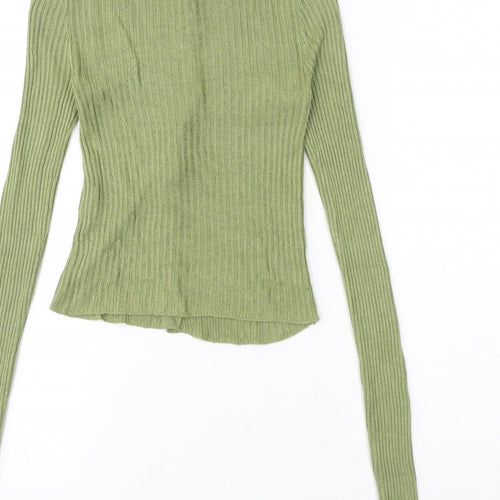 PRETTYLITTLETHING Womens Green Collared Viscose Cardigan Jumper Size XS