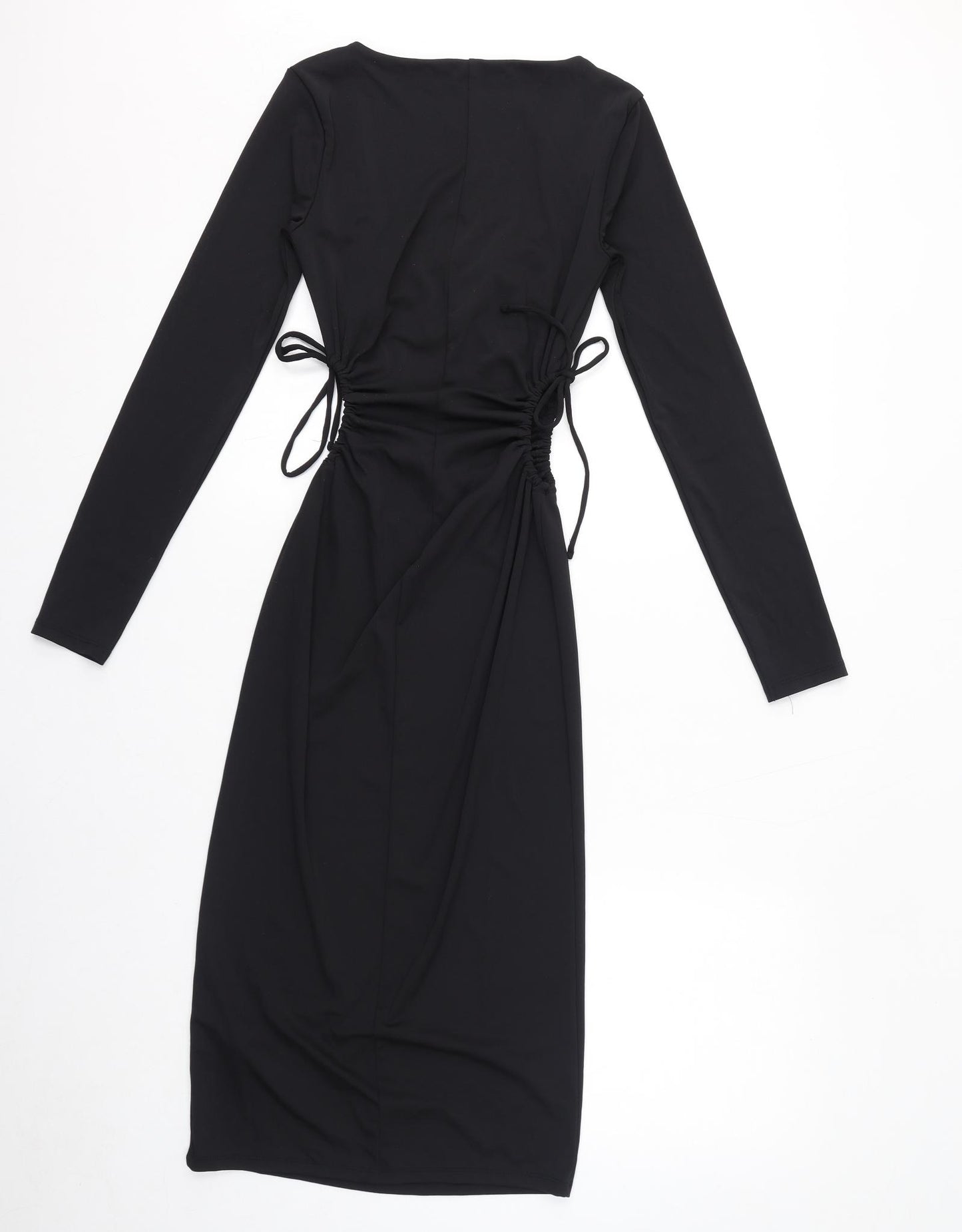 Zara Womens Black Polyester Bodycon Size S Square Neck Pullover - Open Sides