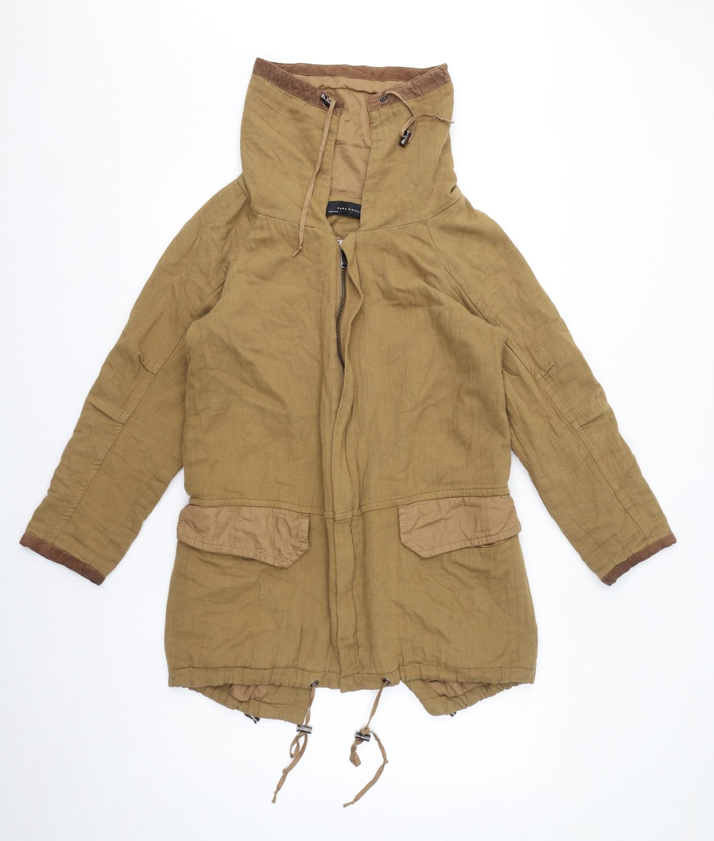 Zara Womens Brown Jacket Coat Size XS Zip