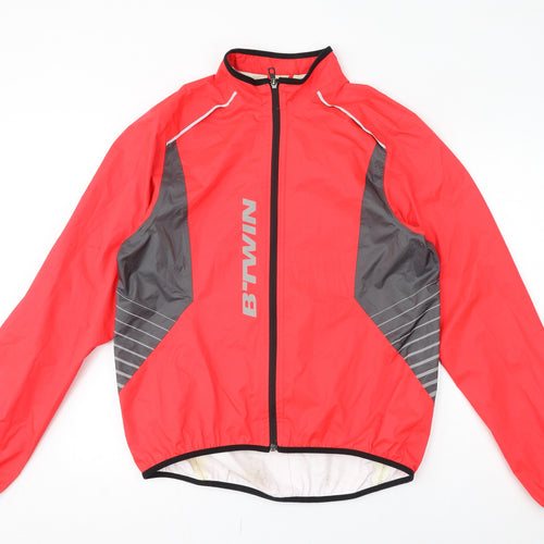 DECATHLON Womens Pink Windbreaker Coat Size S Zip - Neon