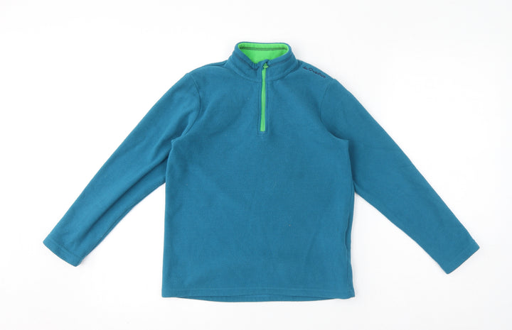 DECATHLON Girls Blue Polyester Pullover Sweatshirt Size 10 Years Pullover - Quarter-Zip
