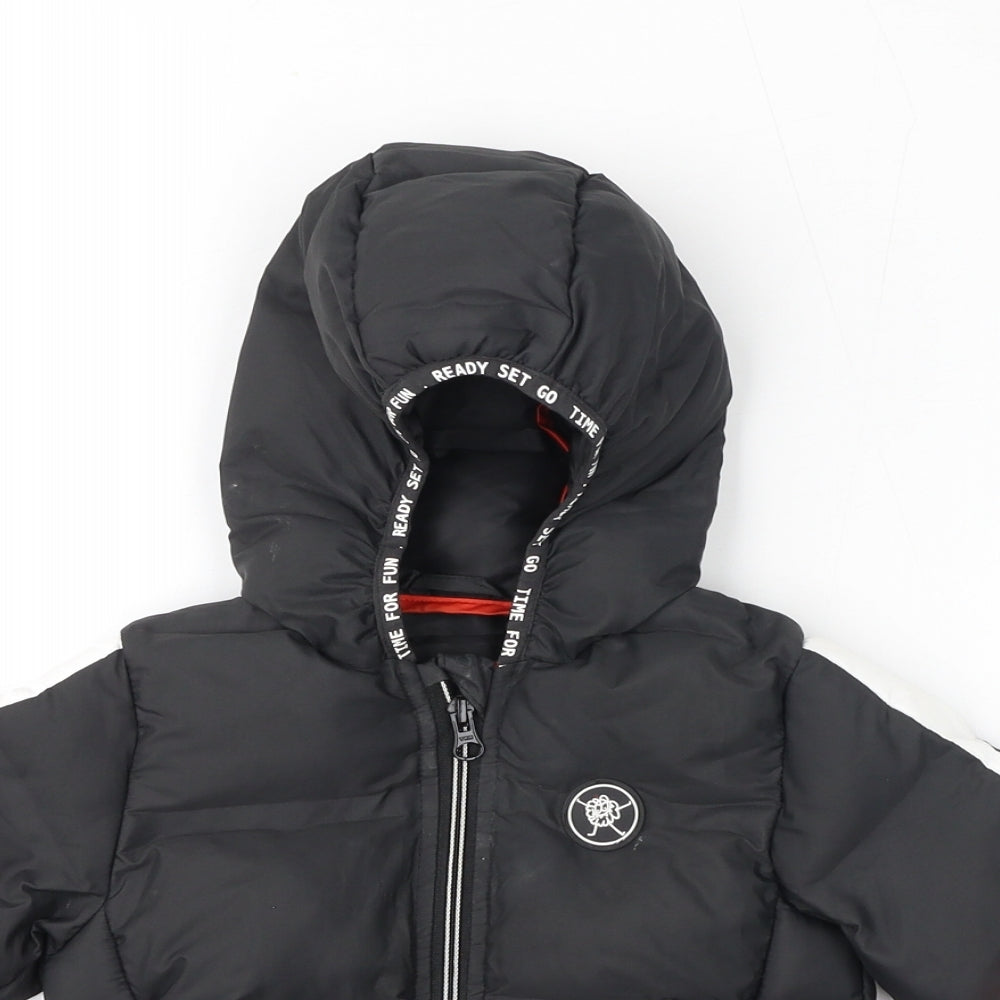 NEXT Baby Black Colourblock Puffer Jacket Coat Size 9-12 Months Zip - Hooded