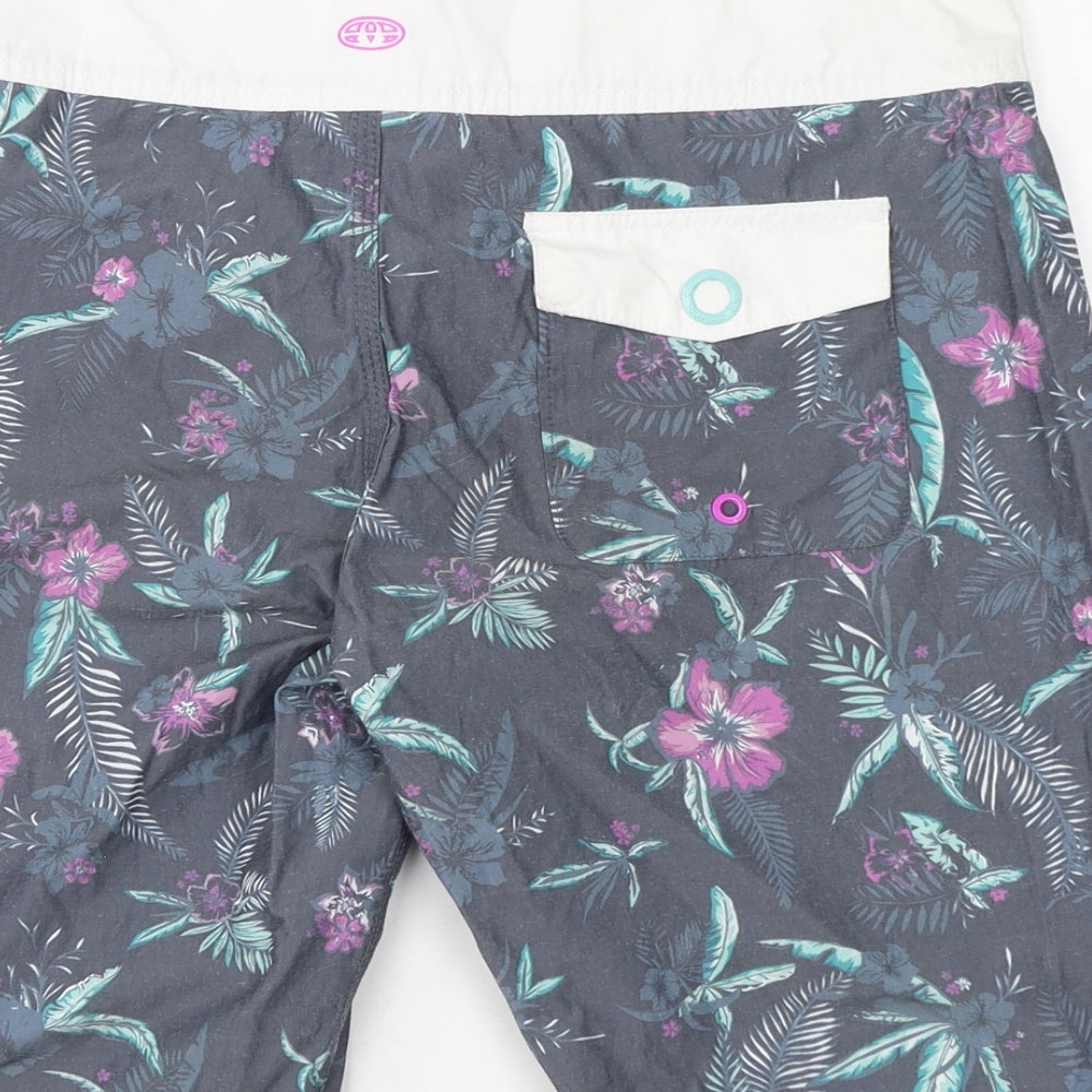 Animal Womens Grey Floral Polyester Sweat Shorts Size 10 L20 in Regular Drawstring