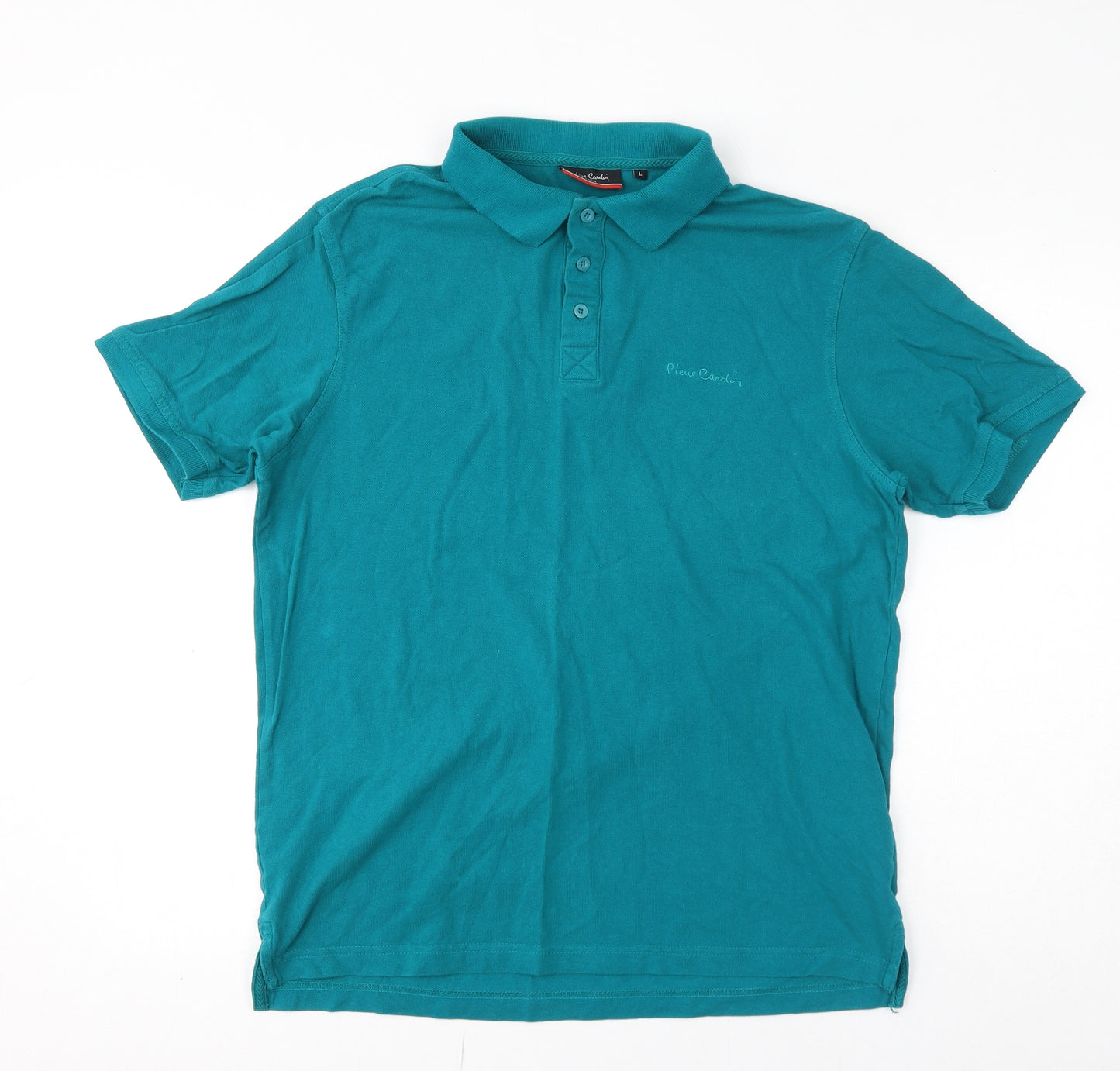 Pierre Cardin Mens Blue 100% Cotton Polo Size L Collared Pullover