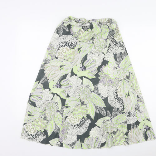 Marks and Spencer Womens Green Floral Polyester A-Line Skirt Size 8