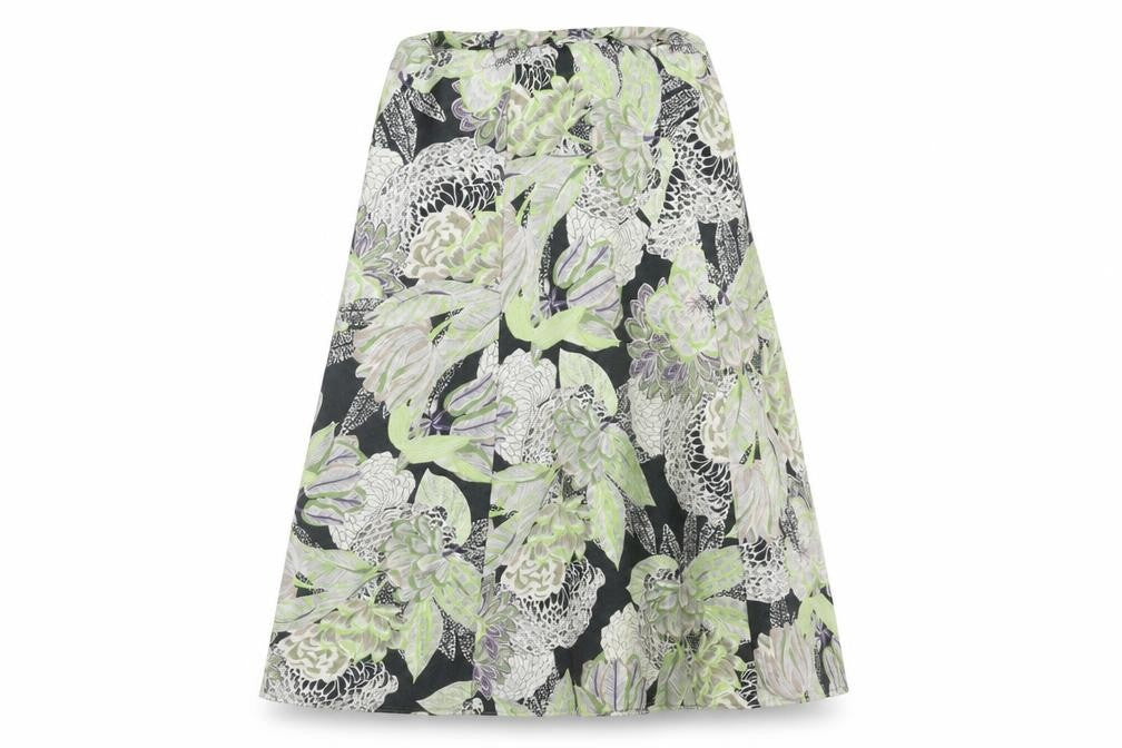 Marks and Spencer Womens Green Floral Polyester A-Line Skirt Size 8