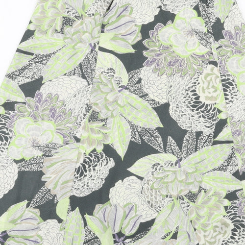 Marks and Spencer Womens Green Floral Polyester A-Line Skirt Size 8