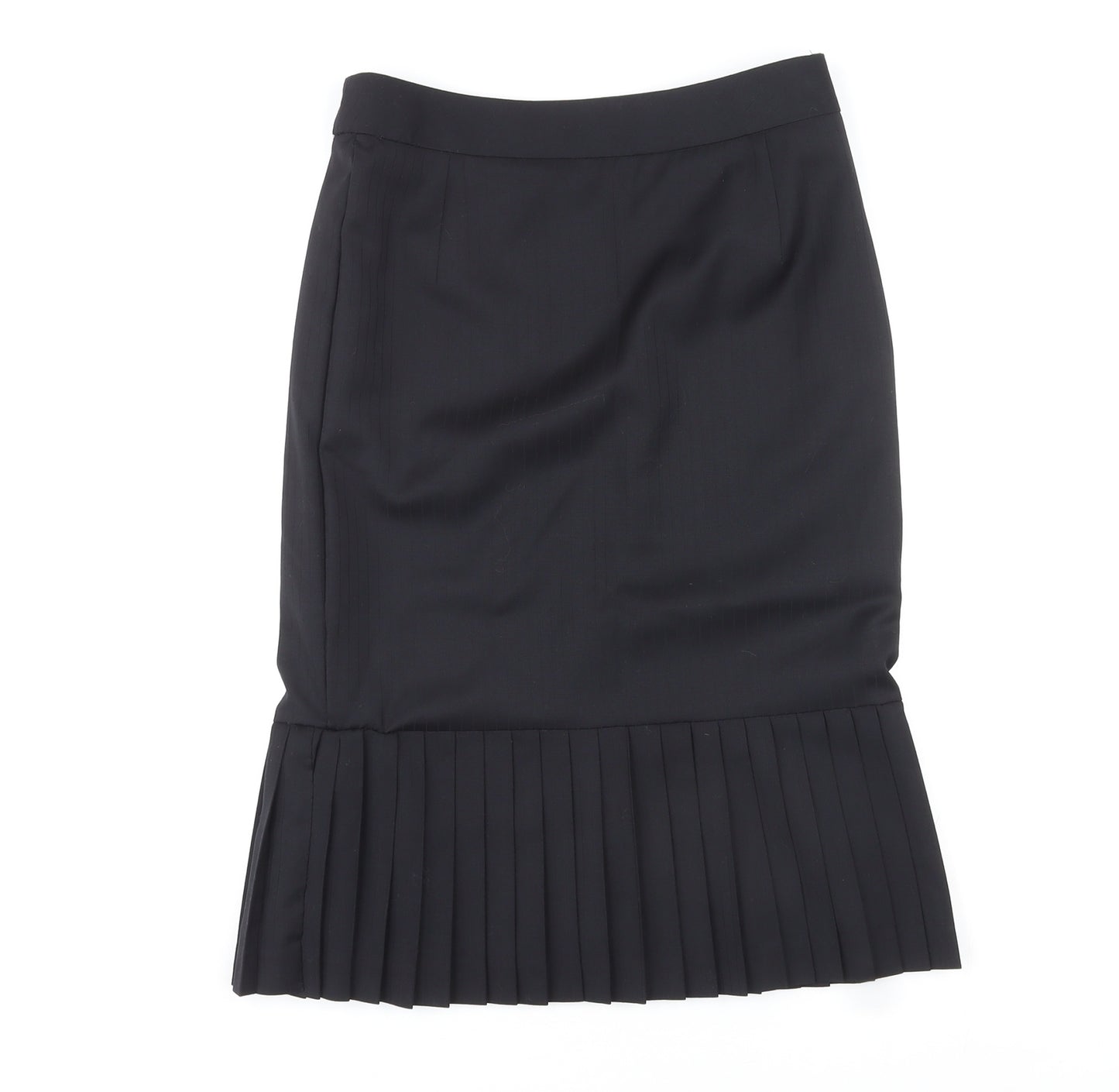 Jaeger Womens Black Wool Pleated Skirt Size 10 Zip