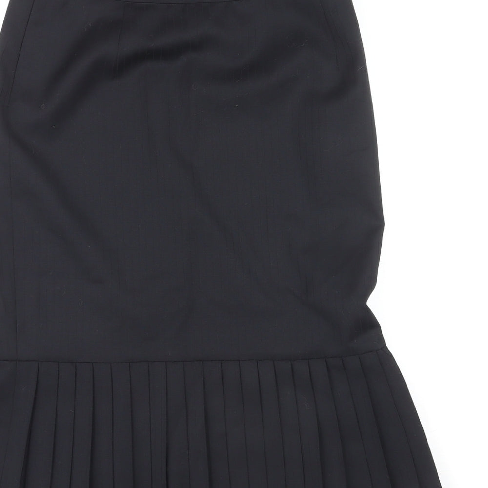 Jaeger Womens Black Wool Pleated Skirt Size 10 Zip