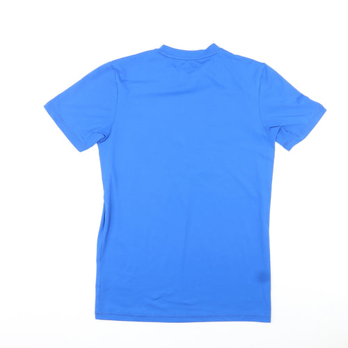 ASICS Mens Blue Polyester Jersey T-Shirt Size S Round Neck Pullover