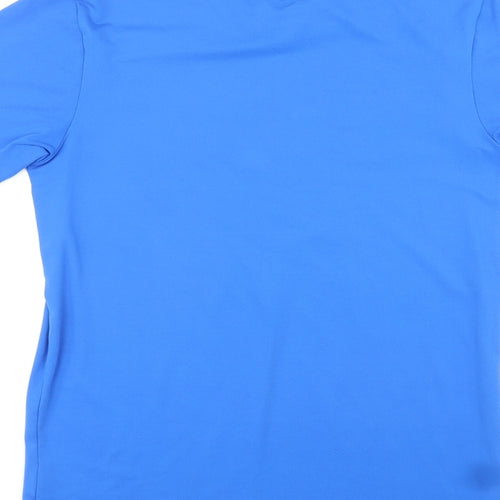 ASICS Mens Blue Polyester Jersey T-Shirt Size S Round Neck Pullover