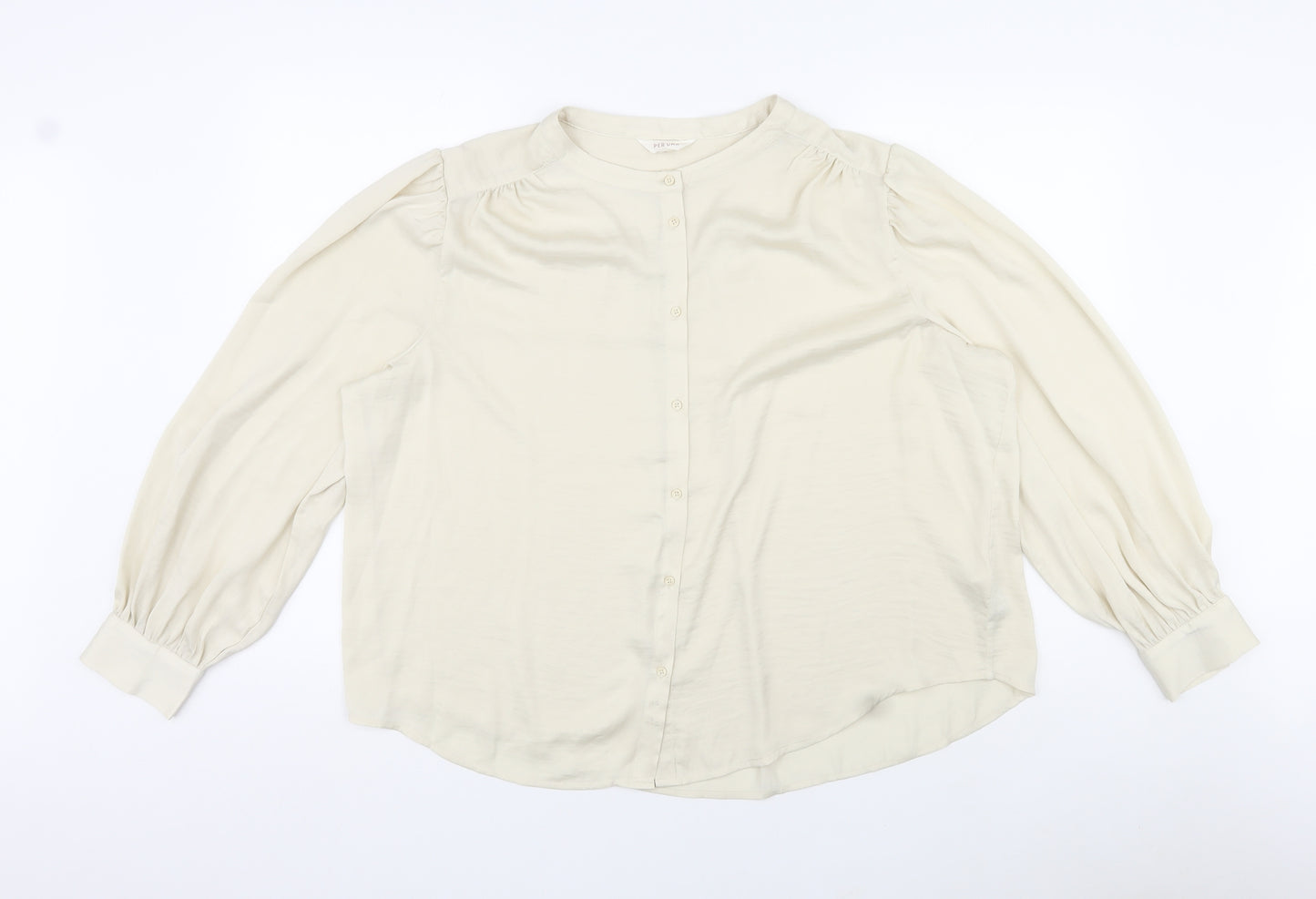 Per Una Womens Beige Polyester Basic Blouse Size 20 Round Neck